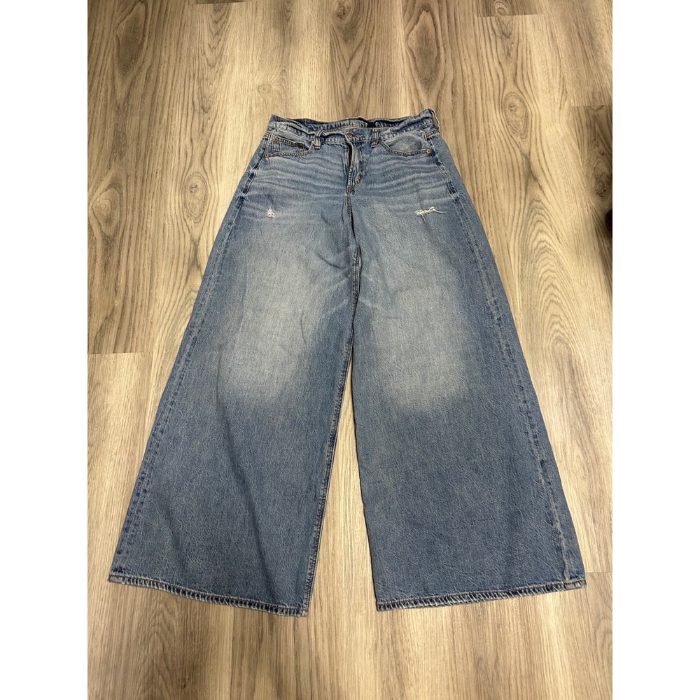 American Eagle Womens Super High Rise Ultra Wide Leg Cotton Jeans 4 Short Blue